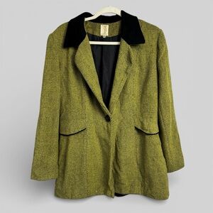 Atelier vintage y2k wool angora cashmere blend lime green ladies blazer size 46